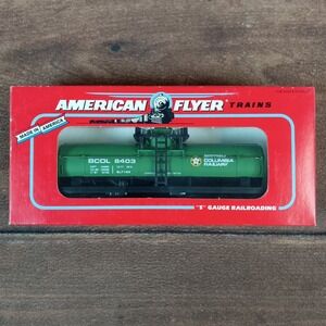 American Flyer British Columbia Tank Car S Gauge Green EX 6-48403 BCOL 8403